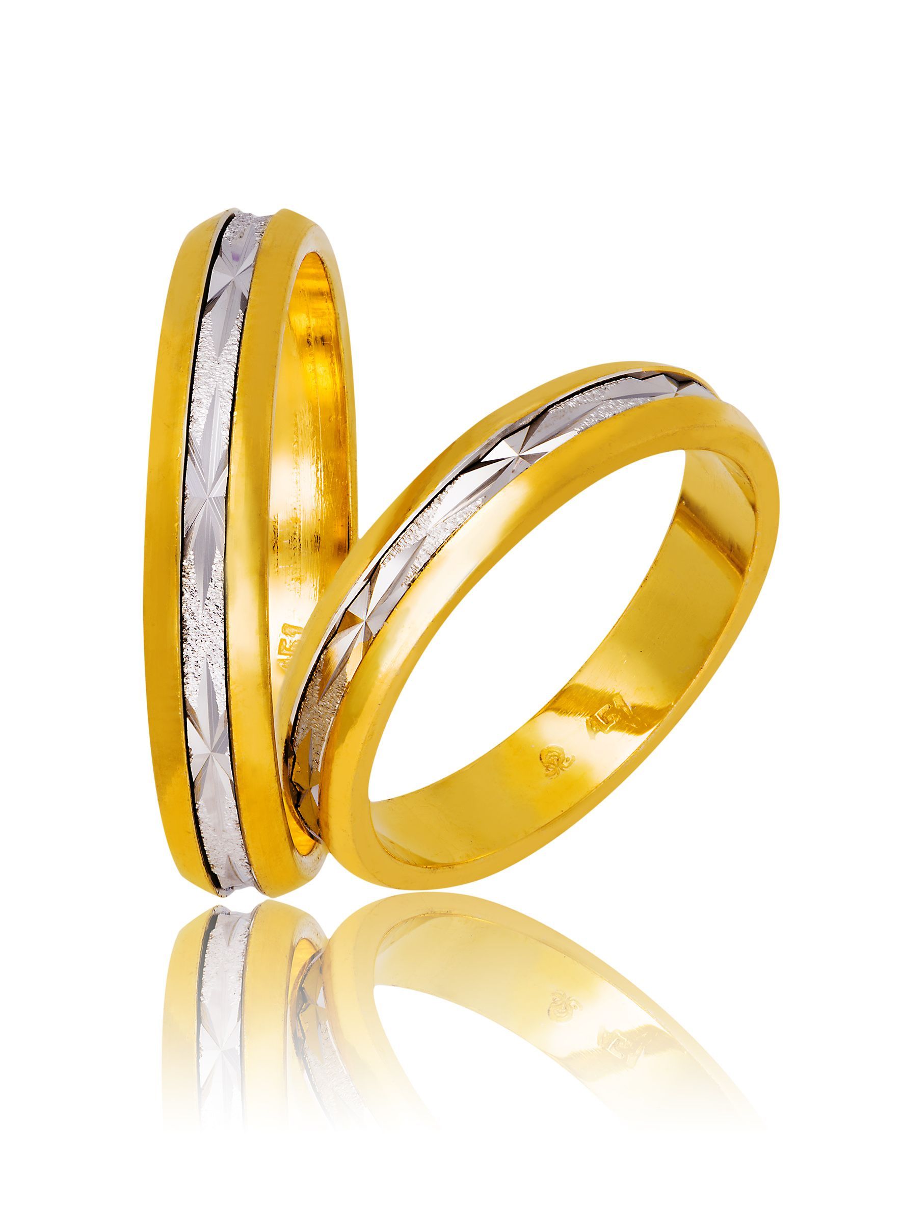 White gold & gold wedding rings 4.3mm (code 723)